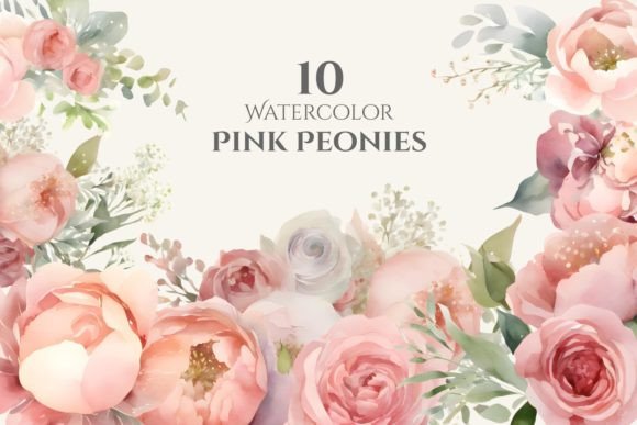 Download Pink Peonies Watercolor Flower Clipart - Peonies Collection
