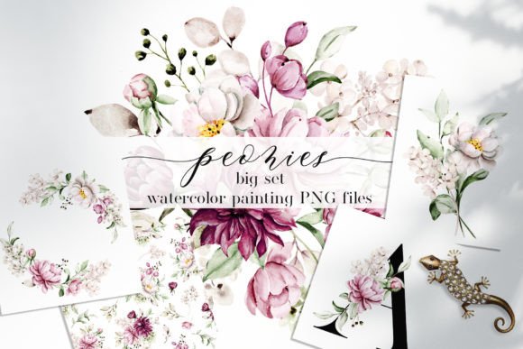 Download Peonies Watercolor Set - Premium Resources