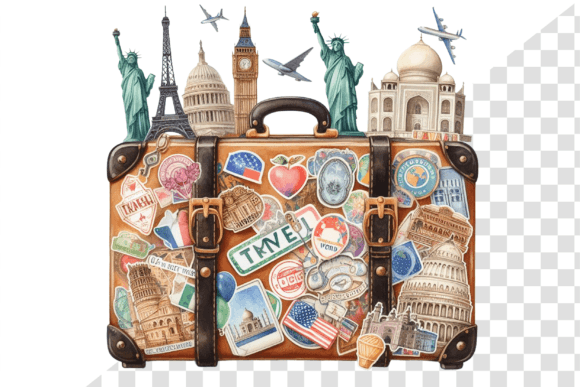 Download TravelSticker Vintage Suitcase Clipart - Premium Resources