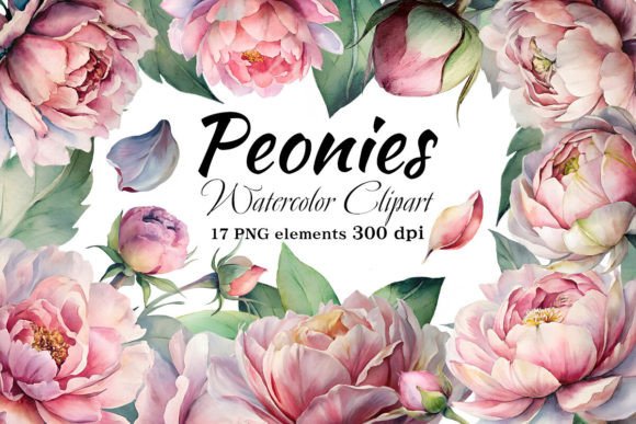 Download Peonies Watercolor Clipart, PNG - Peonies Collection