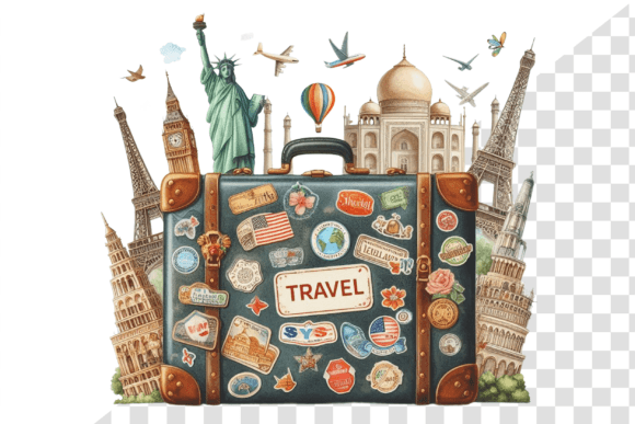 Download TravelSticker Vintage Suitcase Clipart - Premium Resources