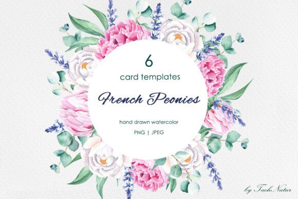 Download French Peonies Watercolor Card Templates - Peonies Collection